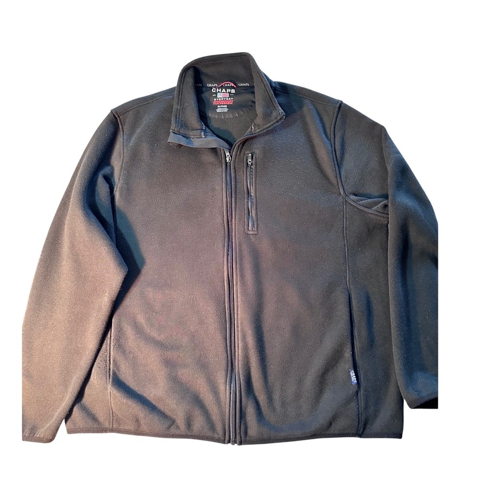 Chaps Everyday Performance Mens XL Black Full Zip Fleece Jacket Mock Neck